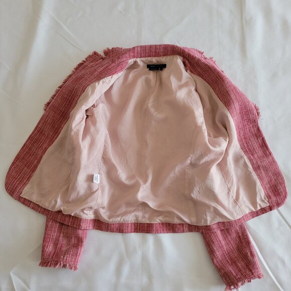 BCBGMaxAzria Silk Tweed Rosette Blazer Jacket SZ XS Pink - Picture 7 of 14
